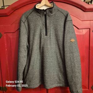 Orvis Size Large Men's Sherpa Lined 1/4 Zip Pullover Sweater Arm Logo Patch EUC